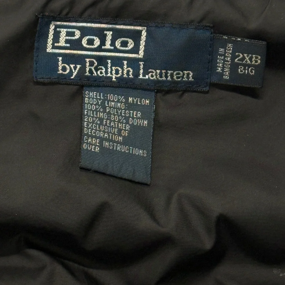Polo Ralph Lauren Mens Black Down Puffer Vest Quilted Big & Tall 2XB Vintage Y2K